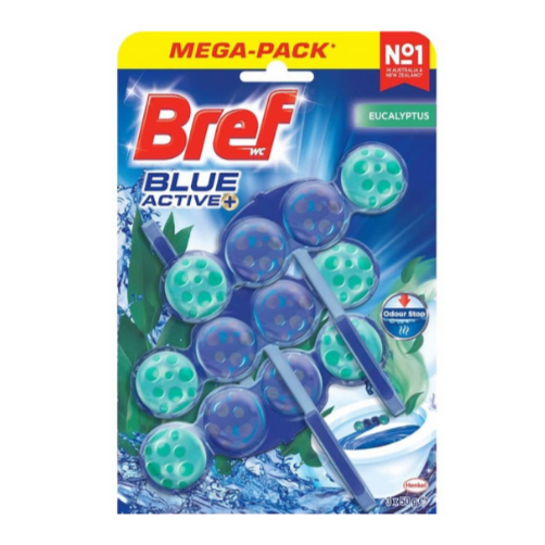 Bref Blue Active Toilet Cleaner Block Eucalyptus - 3 pack