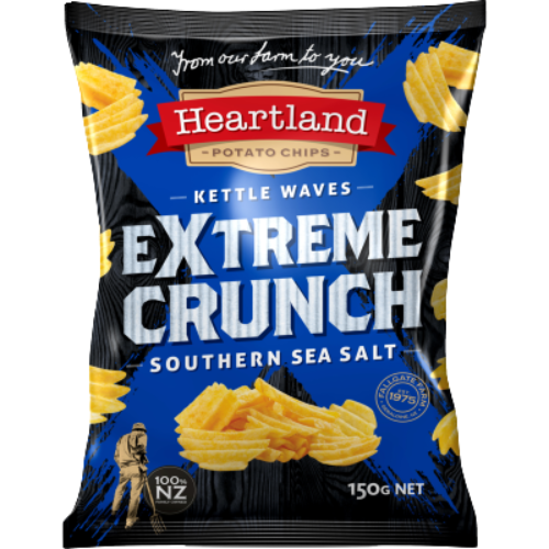 Heartland Extreme Crunch Southern Sea Salt Kettle Chips 150g