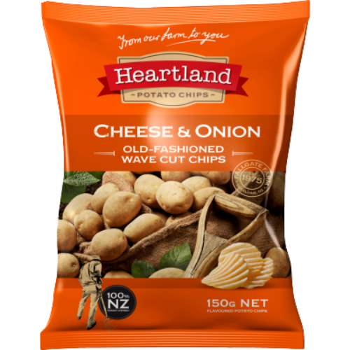 Heartland Cheese & Onion Old-Fashioned Wave Cut Chips 150g