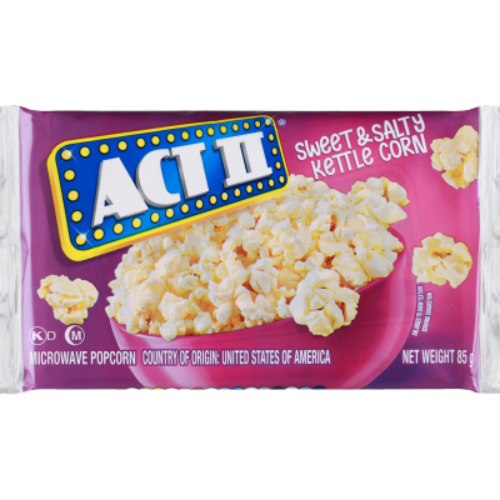 Act II Sweet & Salty Kettle Corn Microwave Popcorn 85g